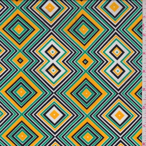 Jade/Black/Gold Diamond Nylon Knit Fabric