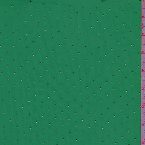 Kelly/Metallic Gold Pin Dot Chiffon Fabric