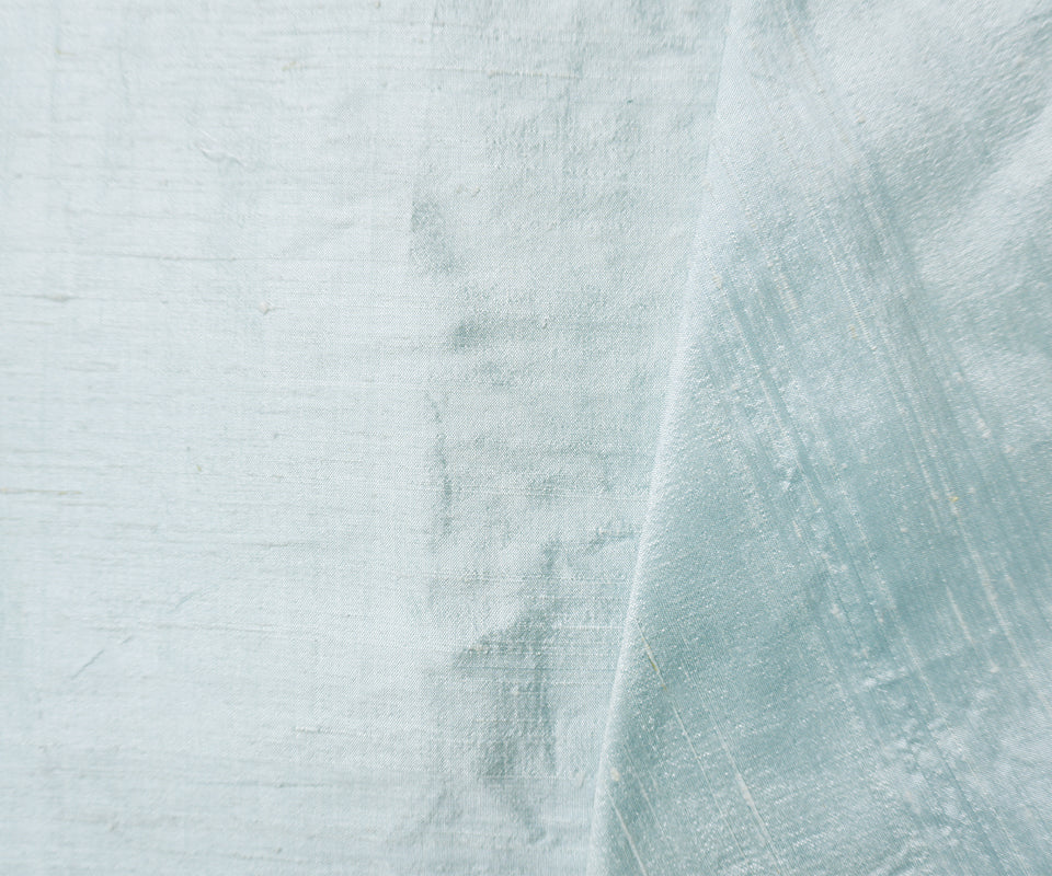 Light Blue Silk Slub Iridescent Dupioni Woven Fabric - Image 2