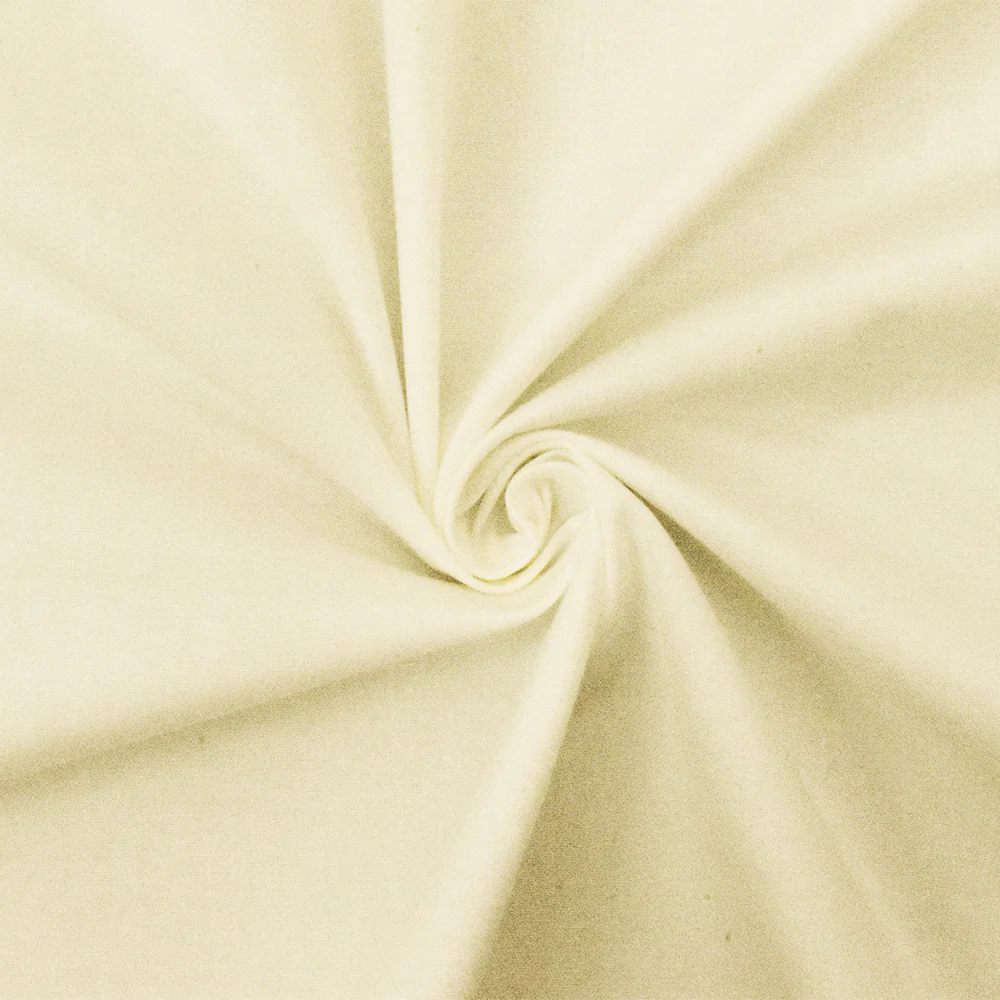 Light Ivory Cotton Solid Stretch Spandex Poplin Woven Fabric - Image 3