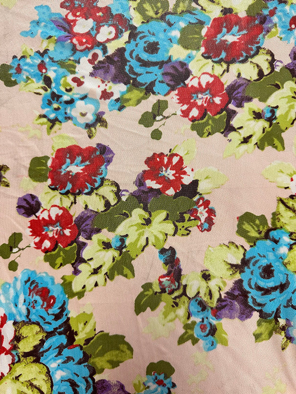 Light Peach Multi Floral Print Stretch Mesh Fabric - Image 2