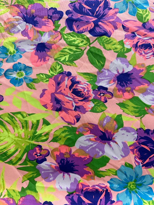 Light Pink Floral Print Scuba Knit Fabric - Image 2