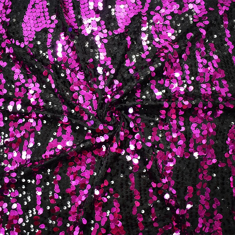 Magenta Poly Abstract Wave Sequin Stretch Spandex Knit Fabric