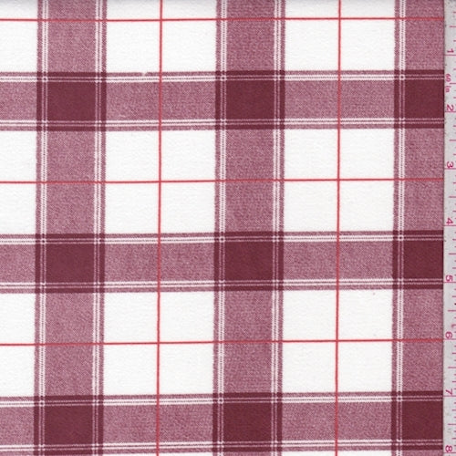 Maroon/Ivory Plaid Velveteen Decorating Fabric