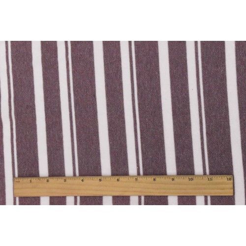 Maroon/Off-White Striped Pattern Jersey Knit Fabric - Image 2