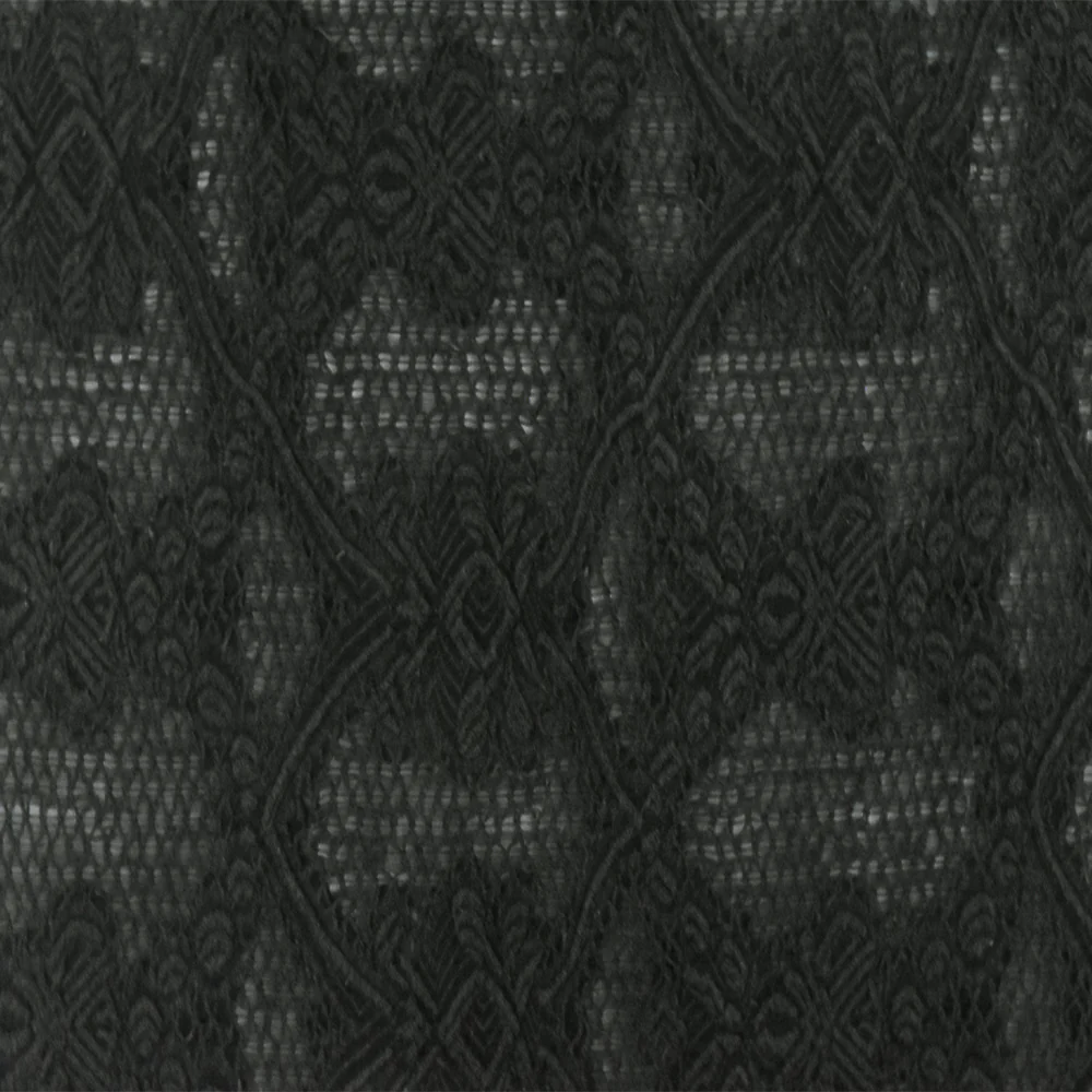 Matte Black Fancy Trellis Jacquard Woven Fabric