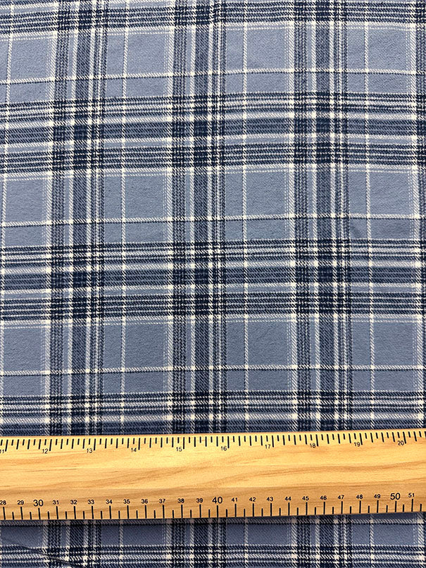 Medium Blue Multi Yarn Dyed Plaid Flannel Fabric - Image 2