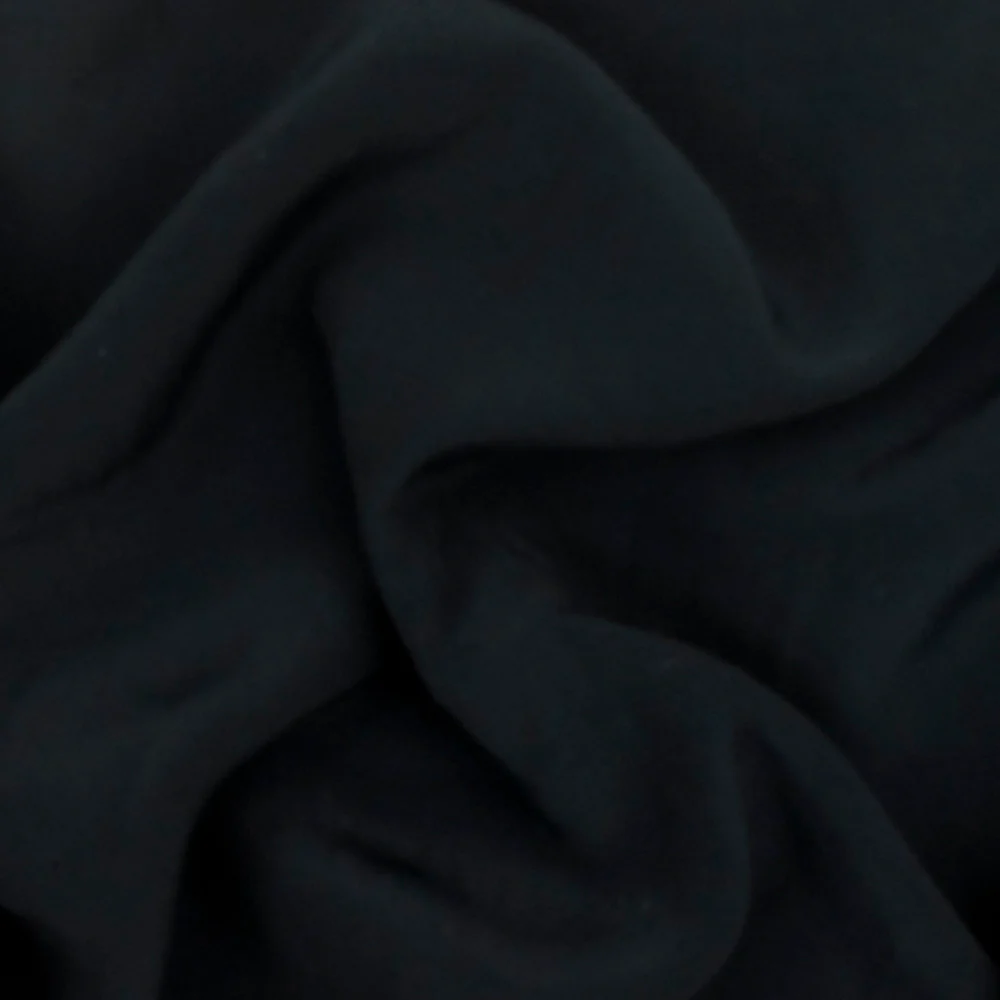 Midnight Black Solid Rayon Semi-Sheer Woven Fabric - Image 3