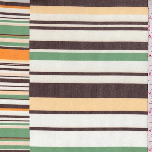 Mocha/Orange/Jade Stripe Block Power Mesh Fabric