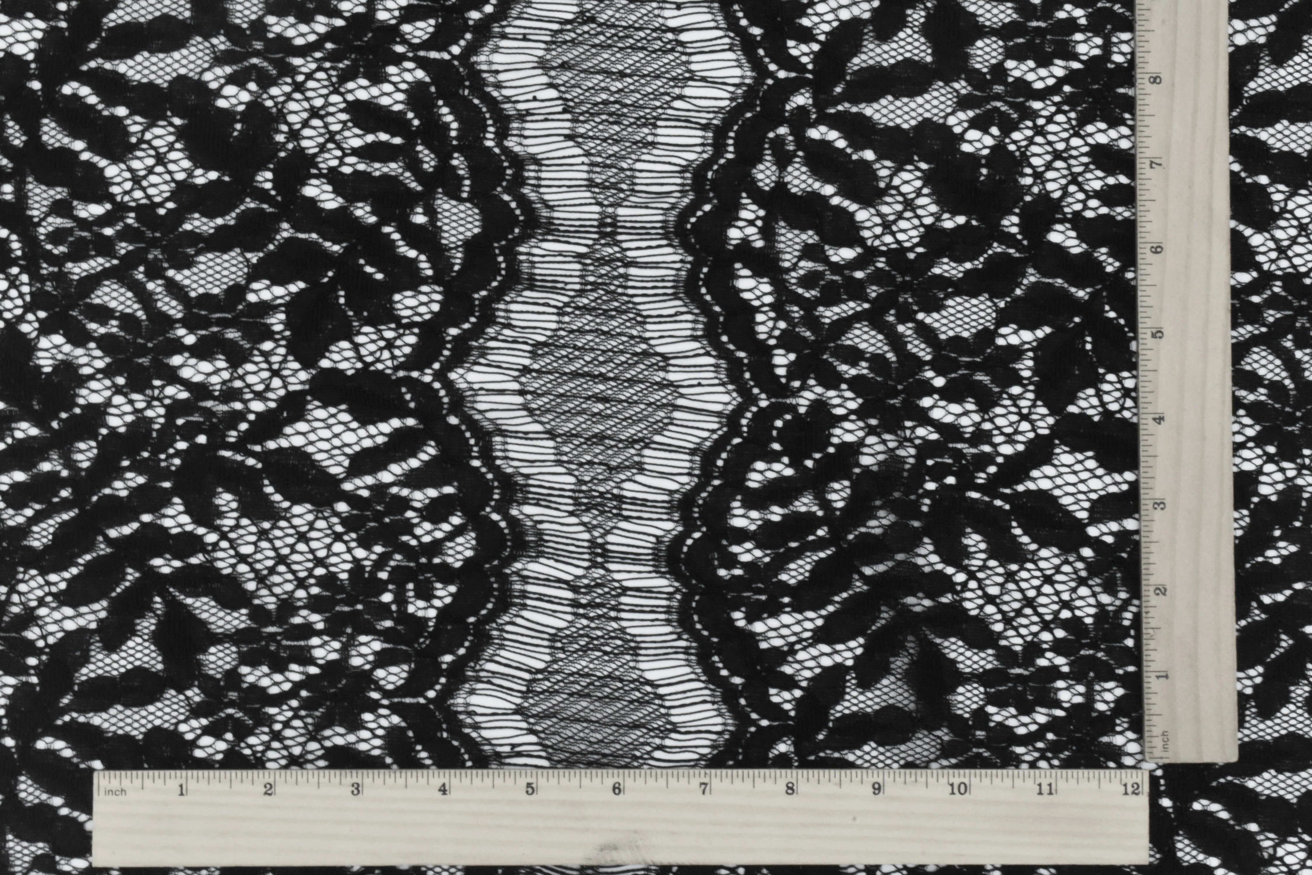 Moody Black Leaf Scallop Lace Knit Fabric - Image 5