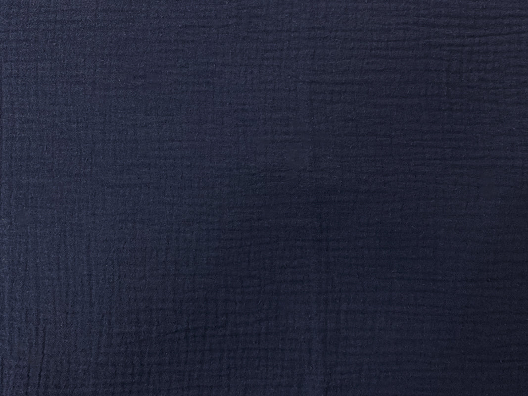 Navy Blue Cotton Solid Double Gauze Reorderable Woven Fabric - Image 3