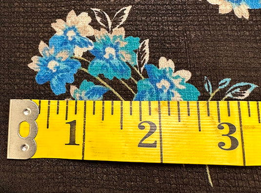Navy Blue Floral Print Ripstop Look Poly Chiffon Fabric - Image 4