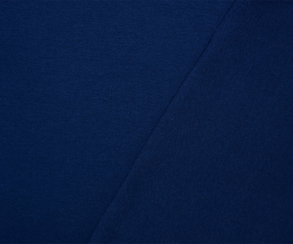 Navy Blue Organic Cotton Solid 1X1 Rib Knit Fabric - Image 2