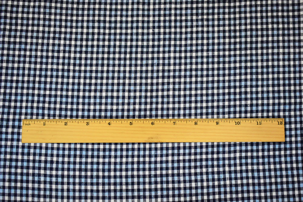 Navy-Blue-White Spence Bryson Washed Gingham Plaid Irish Linen Woven Fabric - Image 5