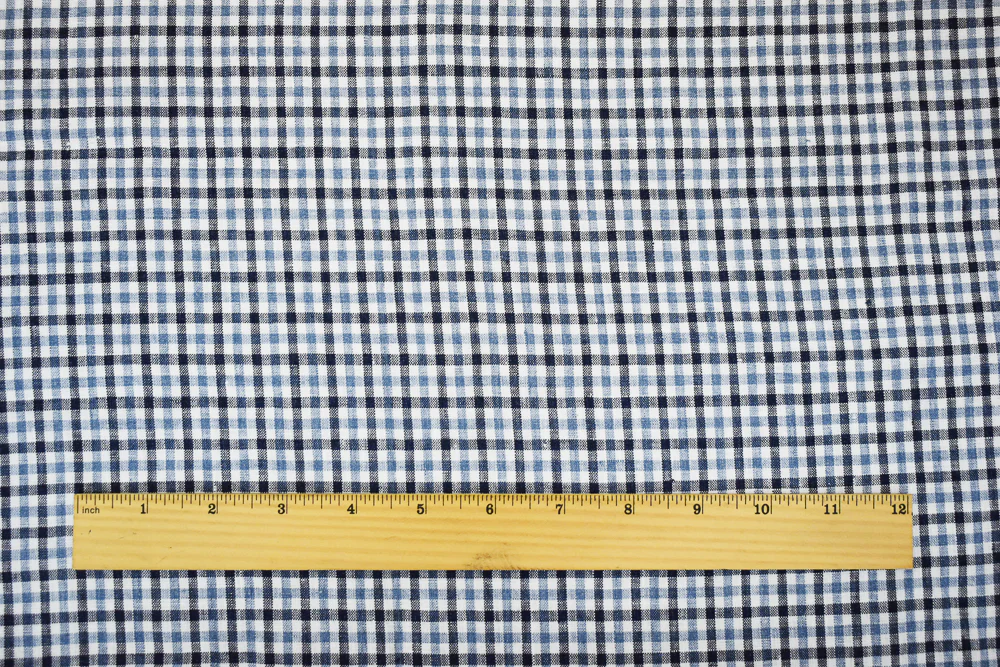 Navy-Blue-White Spence Bryson Washed Gingham Plaid Irish Linen Woven Fabric - Image 5