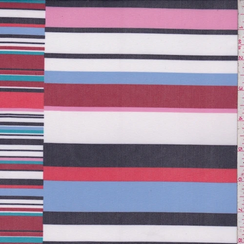 Navy/Garnet Multi Stripe Block Power Mesh Fabric