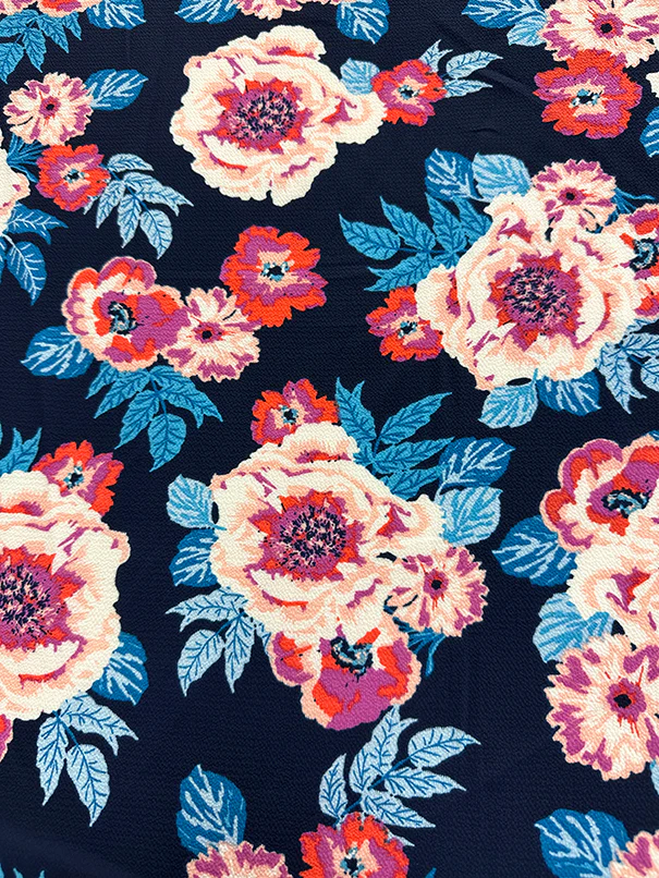 Navy Multi Floral Crepe Georgette Fabric - Image 3