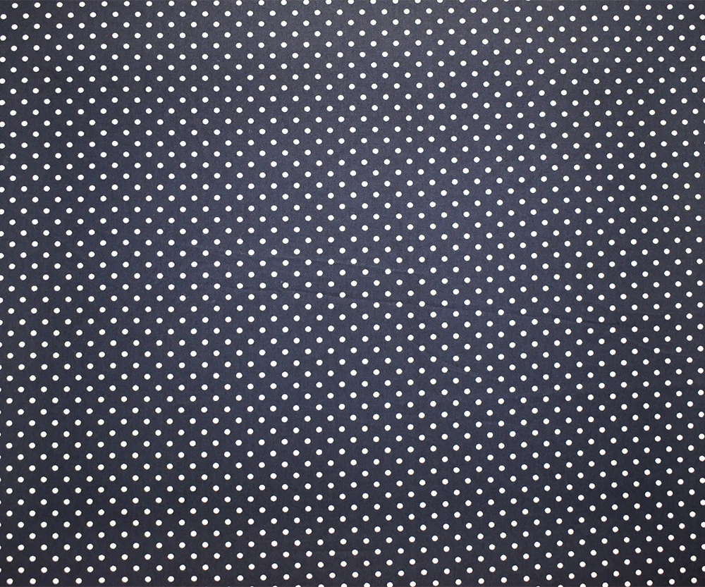 Navy-White Cotton Japanese Polka Dot Printed Twill Sateen Woven Fabric - Image 4