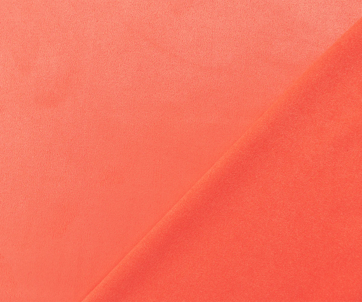 Neon Coral Orange Stretch Spandex Solid Microsuede Knit Fabric - Image 2