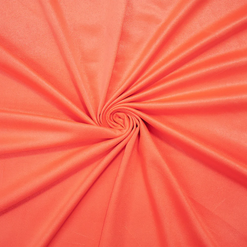 Neon Coral Orange Stretch Spandex Solid Microsuede Knit Fabric - Image 4