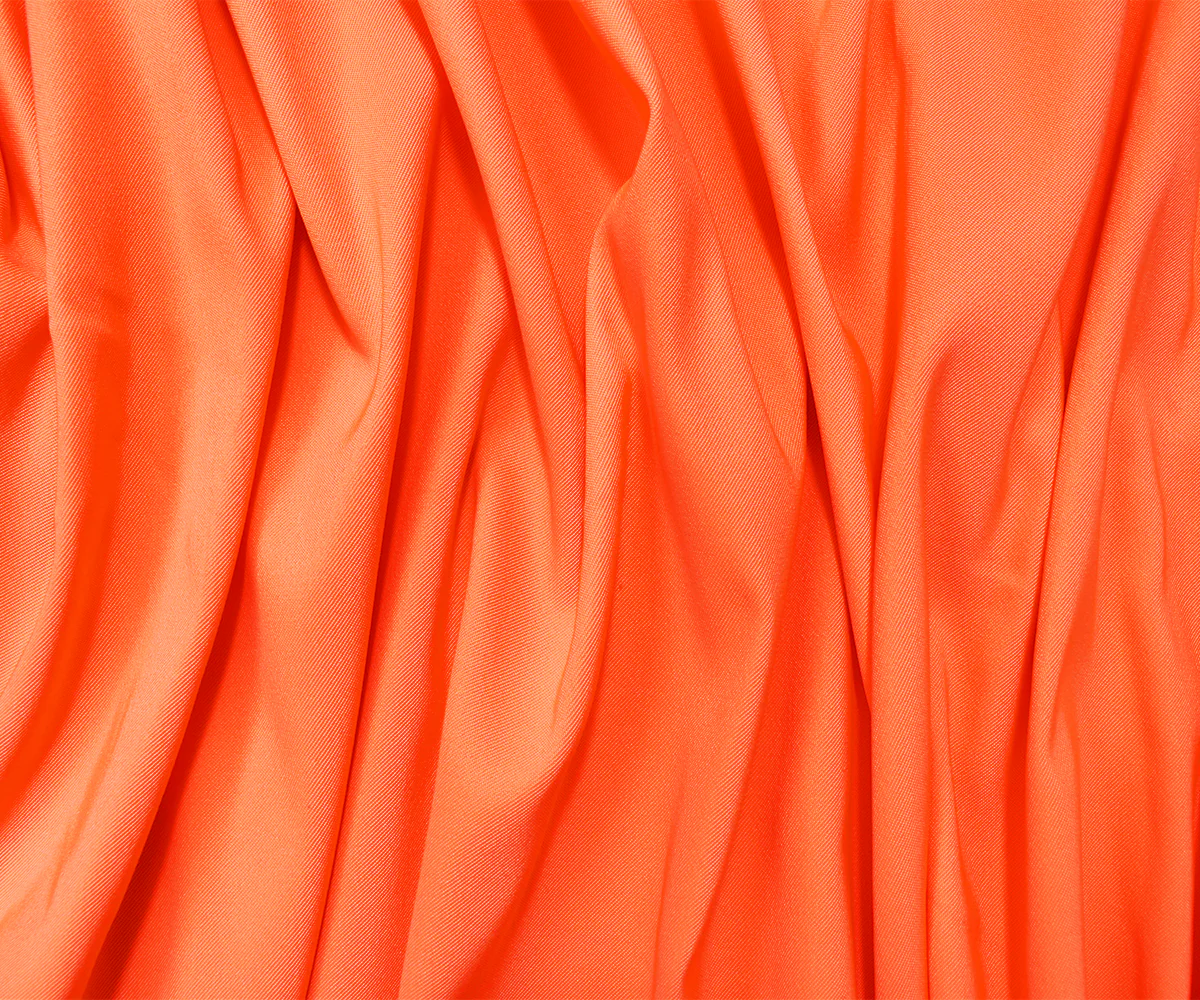 Neon Orange Poly Stretch Spandex Lamour Solid Satin Woven Fabric - Image 3