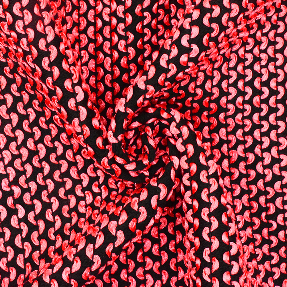 Neon Red-Black 3D Wave Acrylic Poly Woven Jacketing Fabric - Image 3