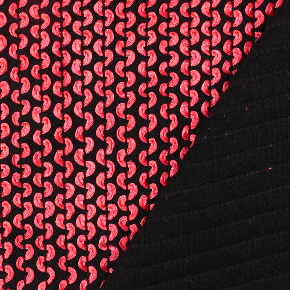 Neon Red-Black 3D Wave Acrylic Poly Woven Jacketing Fabric - Image 4