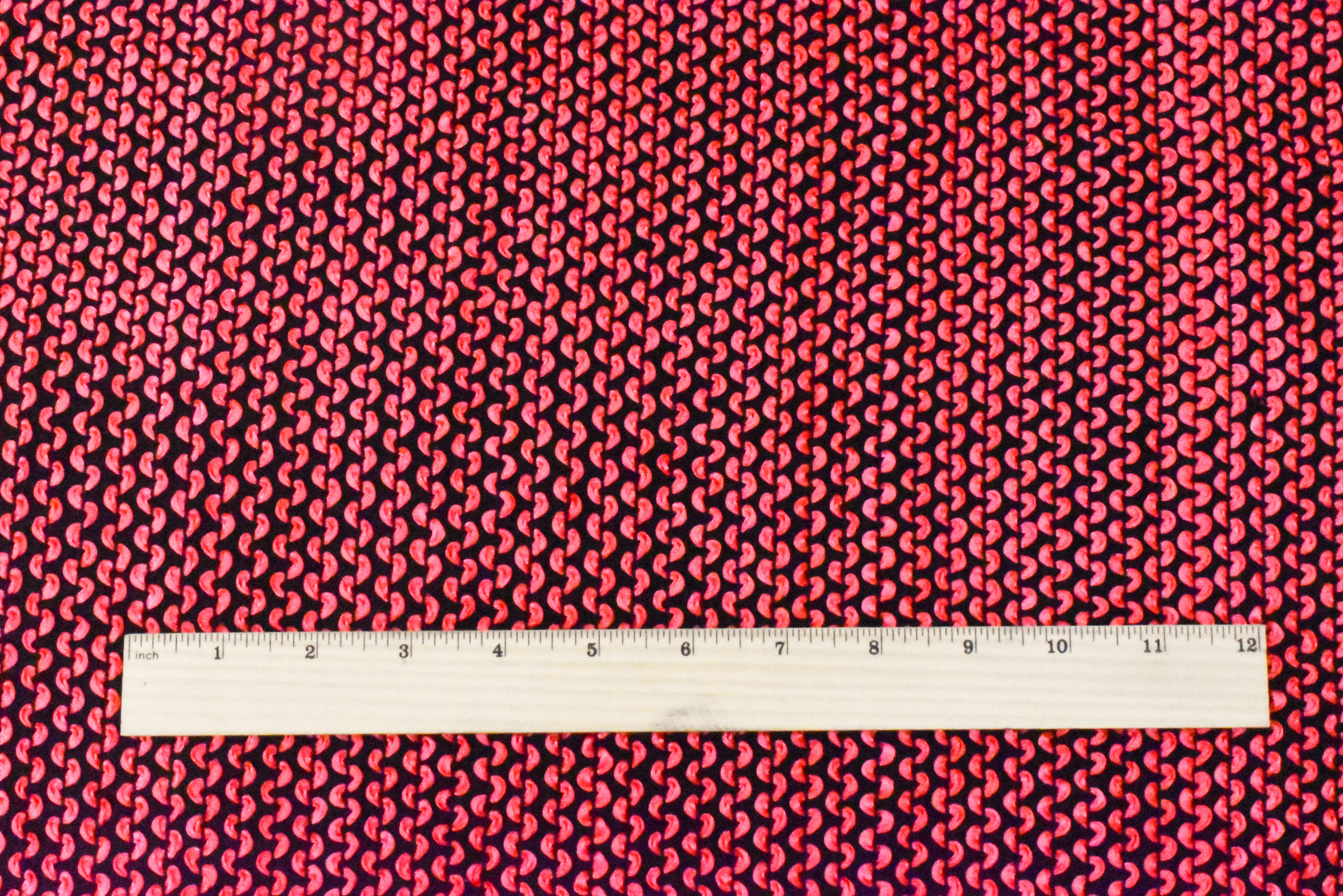 Neon Red-Black 3D Wave Acrylic Poly Woven Jacketing Fabric - Image 5