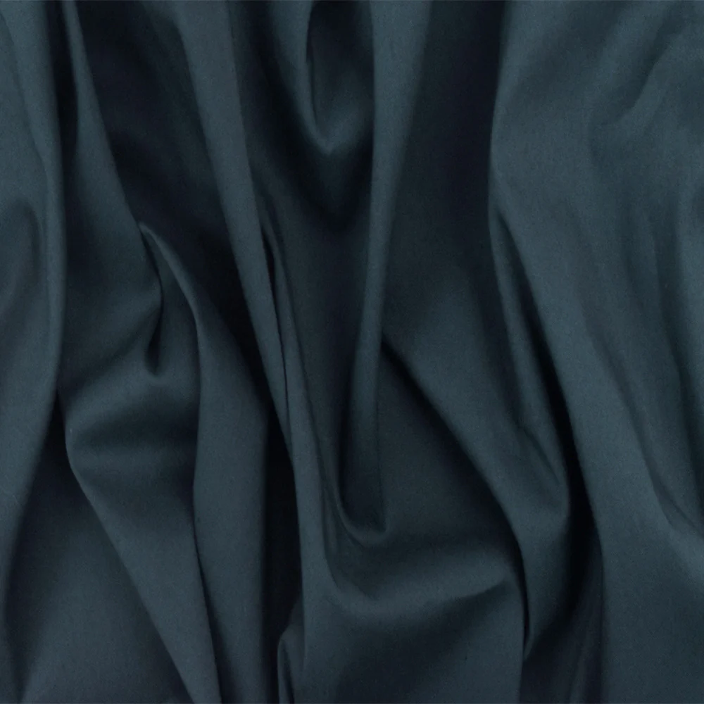 Night Blue Solid Stretch Cotton Blend Broadcloth Woven Fabric - Image 2