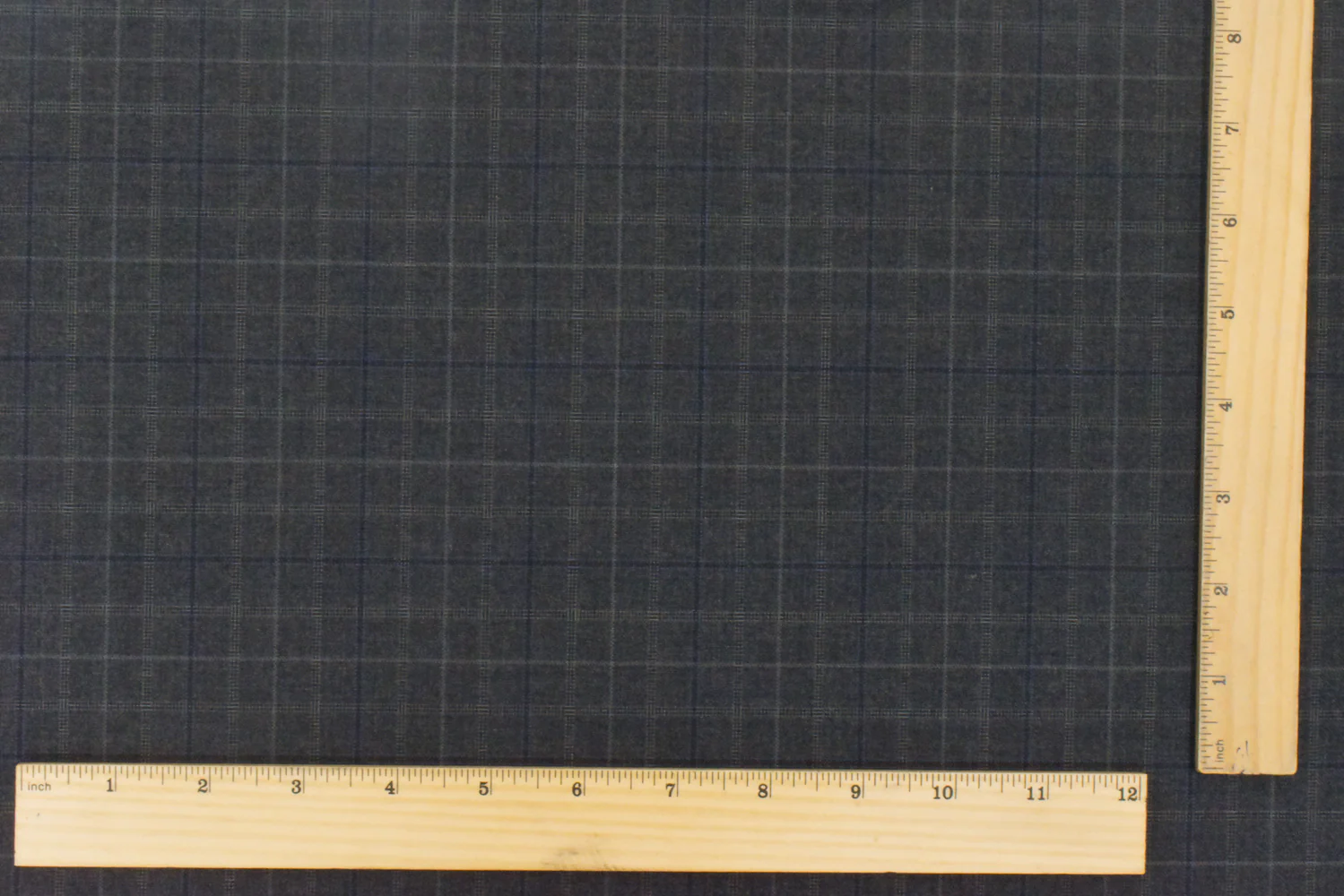 Night Gray-Blue-Multi Check Wool-Poly Woven Suiting Fabric - Image 5