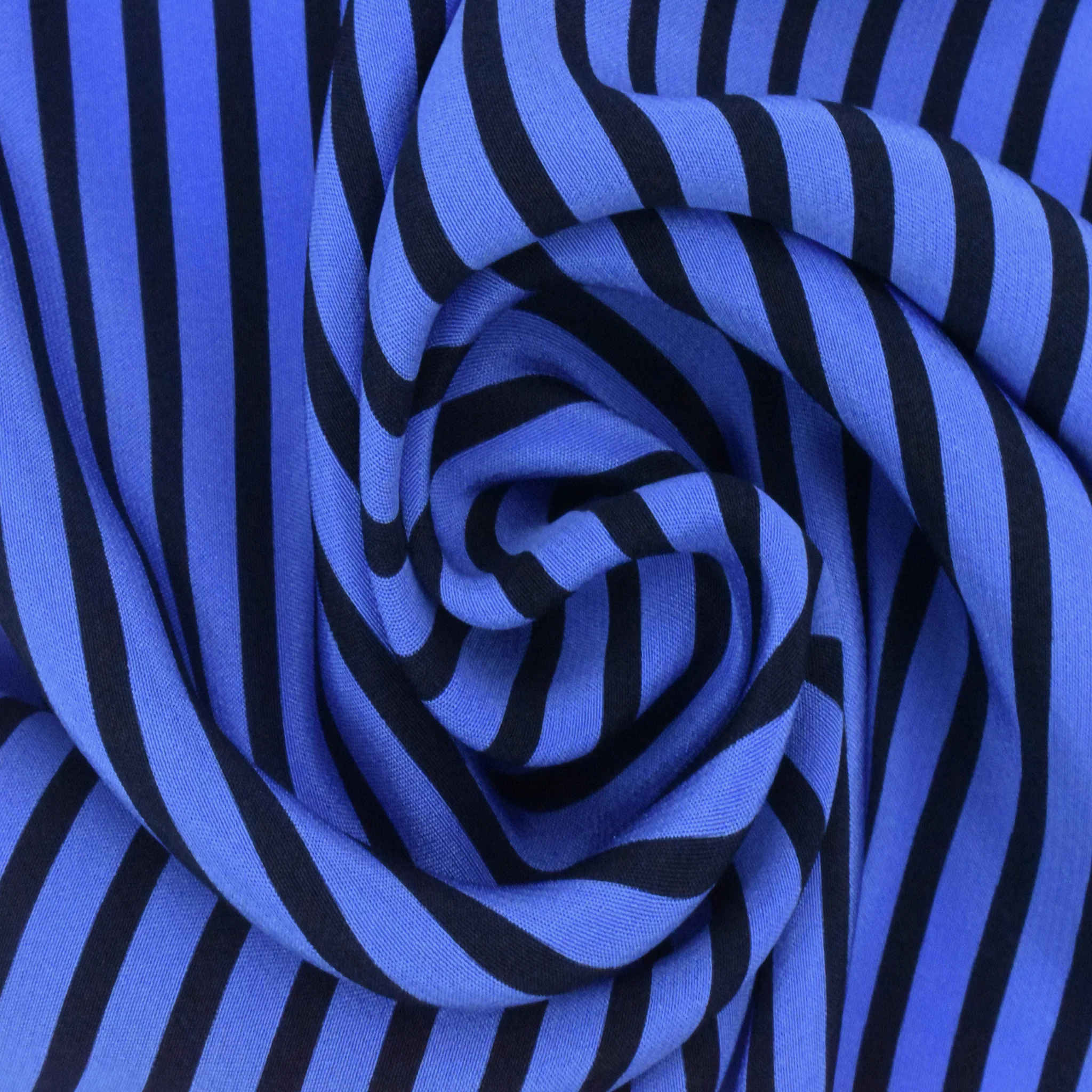 Nile Blue-Basic Black Stripe Printed Silk Faille Woven Fabric - Image 2