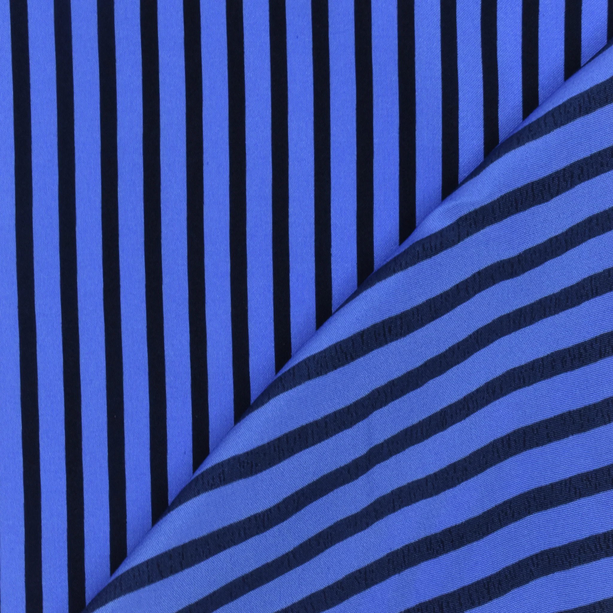 Nile Blue-Basic Black Stripe Printed Silk Faille Woven Fabric - Image 3