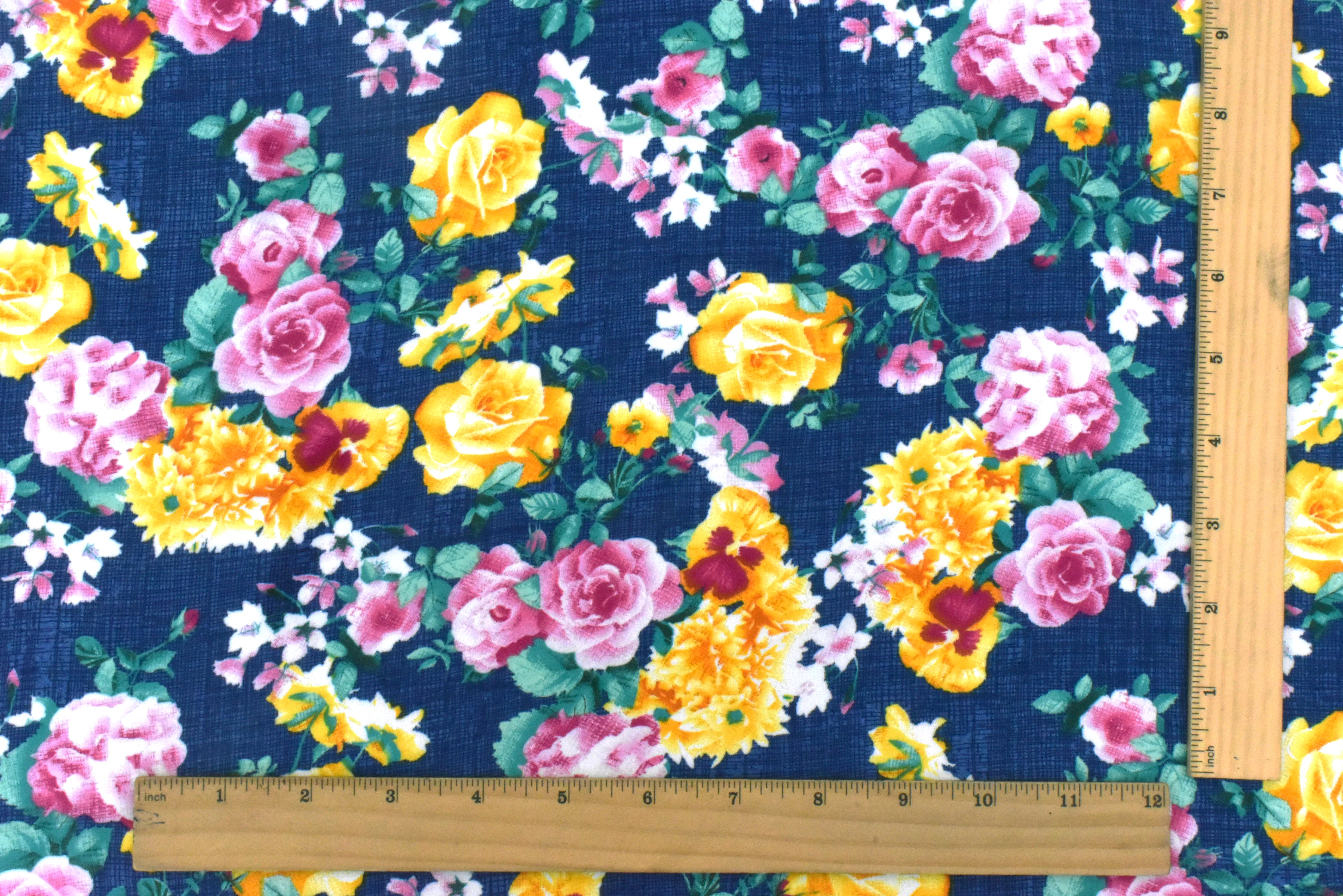 Nile Blue-Yellow-Multi Floral Printed Polyester Georgette Woven Fabric - Image 5