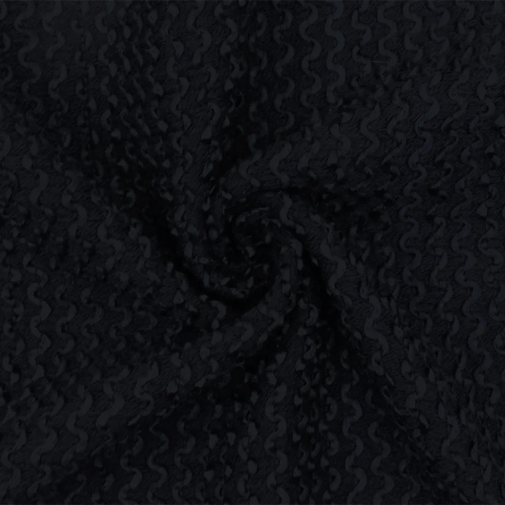 Obsidian Black 3D Wave Acrylic Poly Woven Jacketing Fabric - Image 3