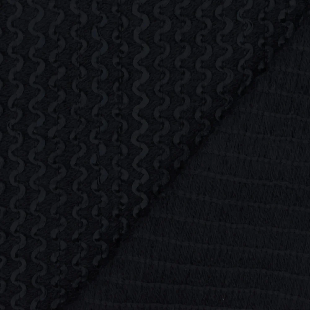 Obsidian Black 3D Wave Acrylic Poly Woven Jacketing Fabric - Image 4