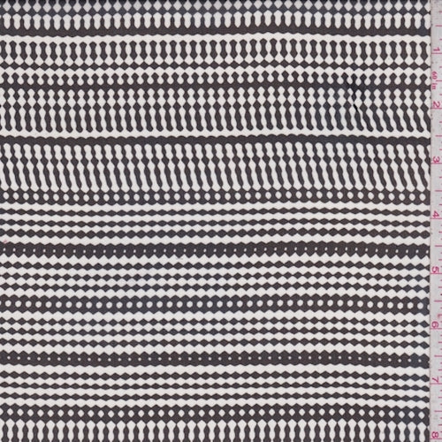 Off White/Black Deco Stripe Silk Chiffon Fabric