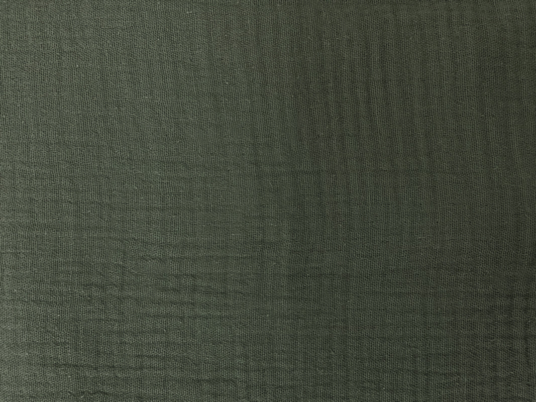 Olive Green Cotton Solid Double Gauze Reorderable Woven Fabric - Image 3