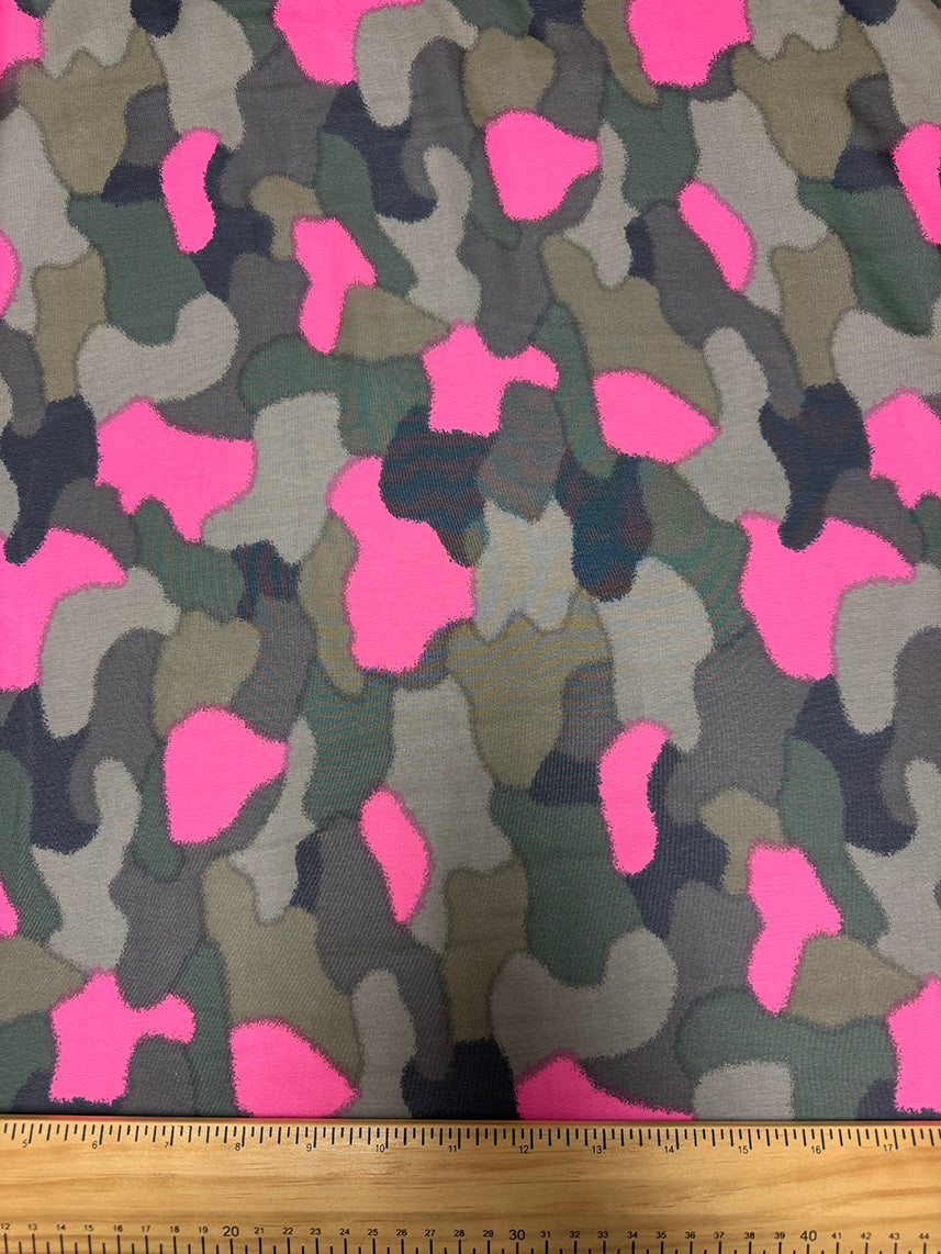 Olive/Taupe/Pink Abstract Camo Chiffon Fabric - Image 2