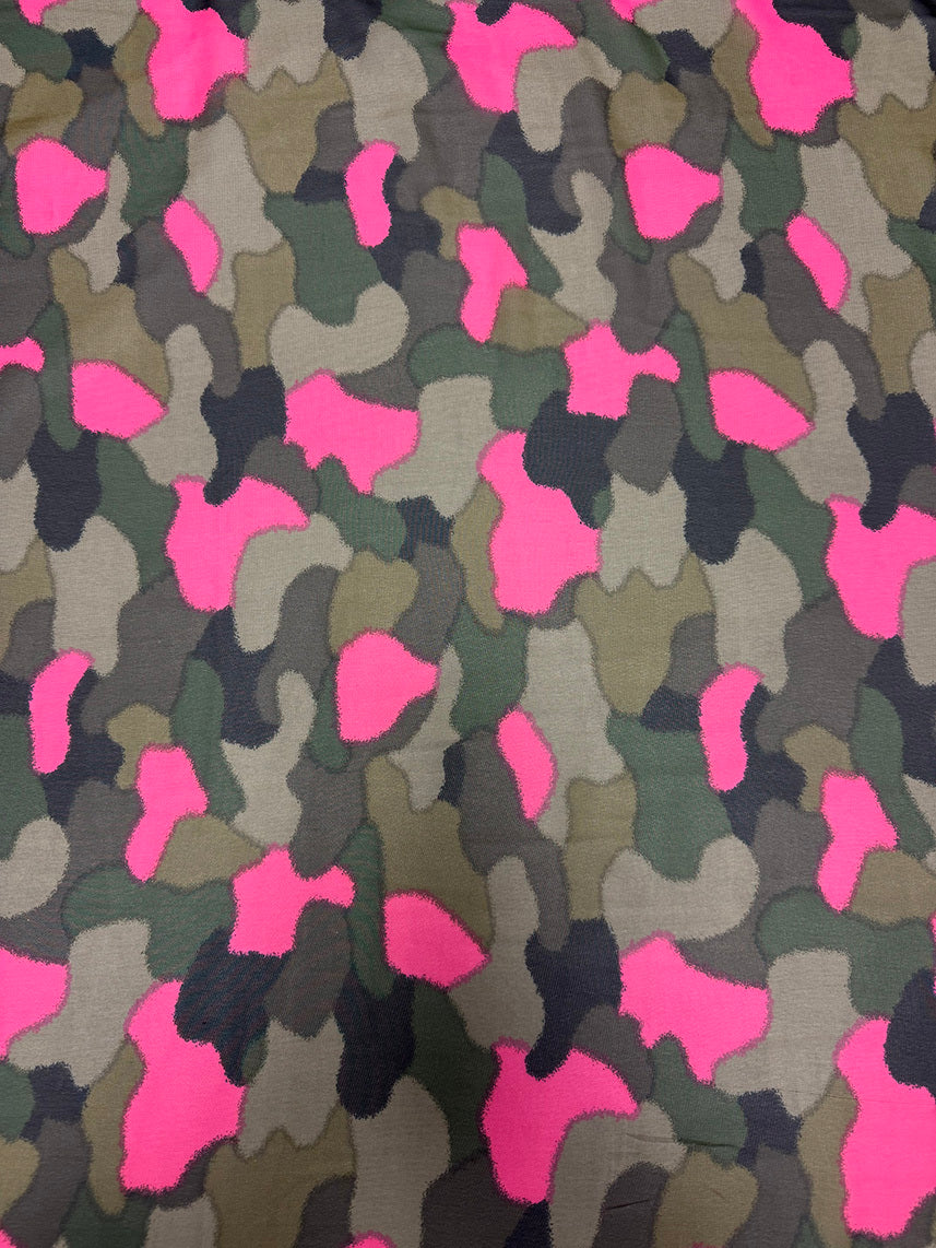 Olive/Taupe/Pink Abstract Camo Chiffon Fabric - Image 3