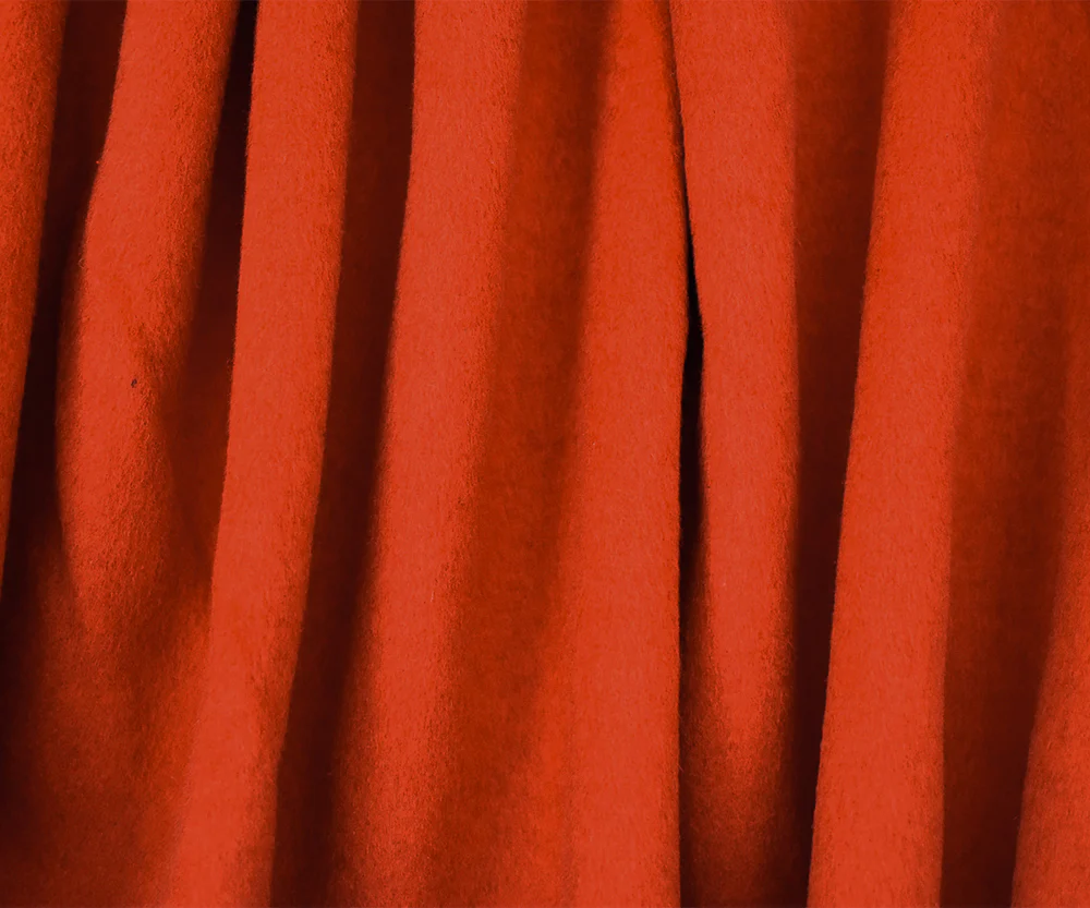 Orange Melton Wool-Poly Blend Solid Brush Double Woven Jacketing Fabric - Image 2