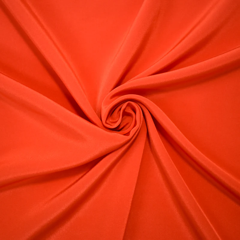 Orange Silk Famous Designer Crepe De Chine Woven Fabric