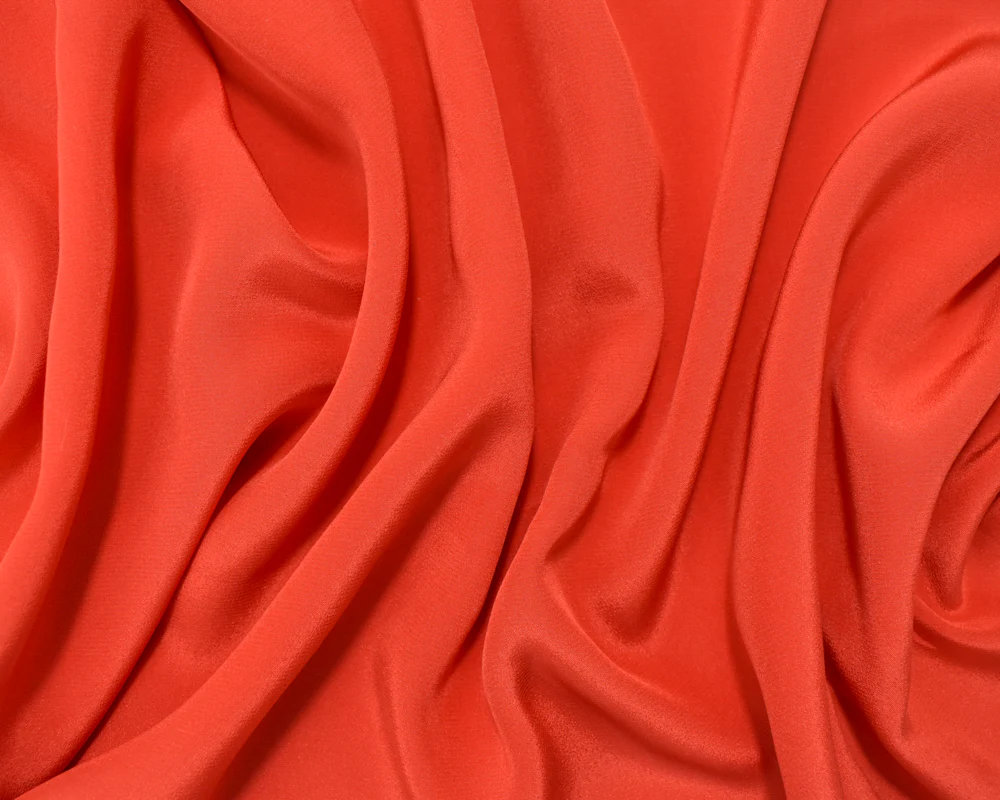 Orange Silk Famous Designer Crepe De Chine Woven Fabric - Image 3