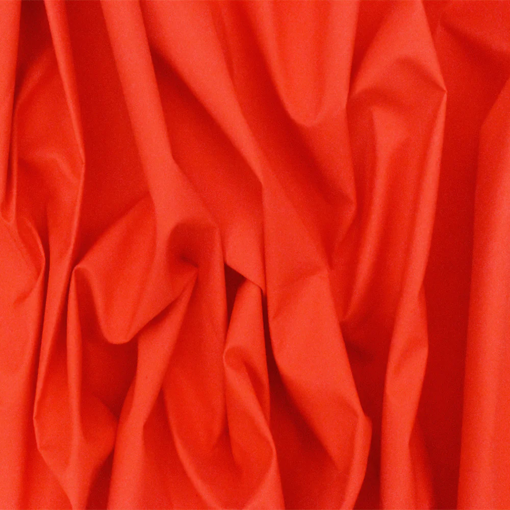 Orange- Silver Gray Solid Nylon Bonded Rainwear Fabric - Image 2