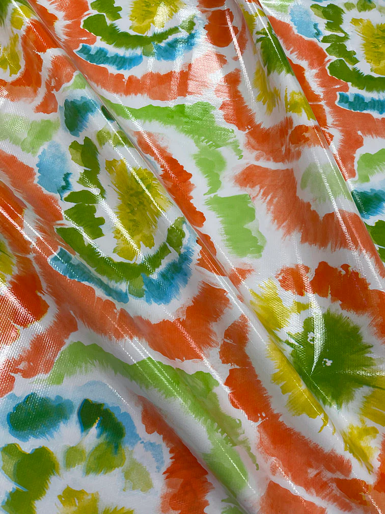 Orange Tie Dye Oilcloth Fabric - Reorderable - Image 3