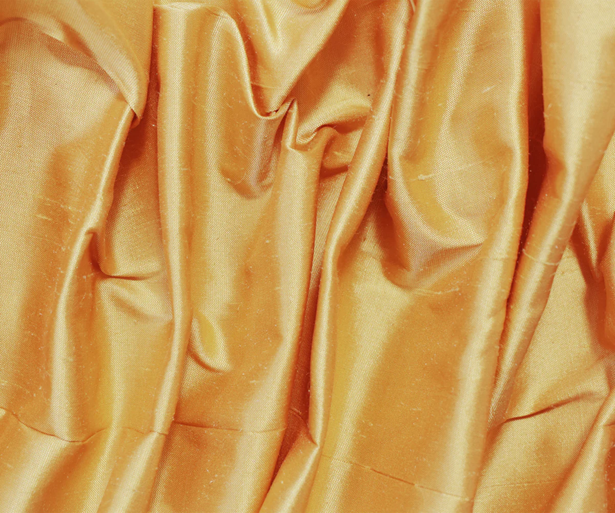 Orange-Yellow-Iridescent Silk Dupioni Woven Fabric - Image 3