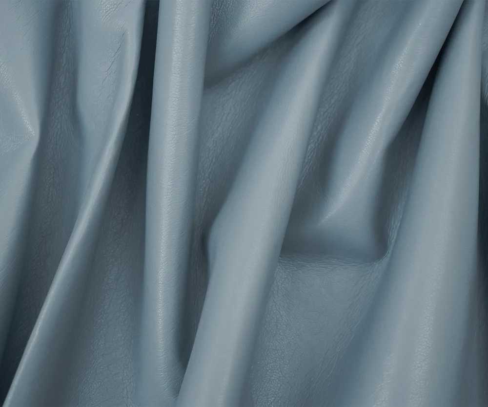 Pale Blue Famous Maker Solid Recycled Leather and Polyurethane Blend Fabric - Image 2
