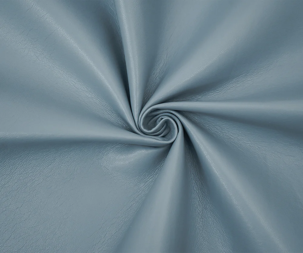 Pale Blue Famous Maker Solid Recycled Leather and Polyurethane Blend Fabric - Image 3