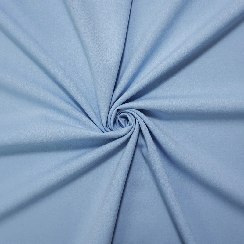 Pastel Blue Poly Rayon Spandex Stretch Solid Woven Suiting Fabric