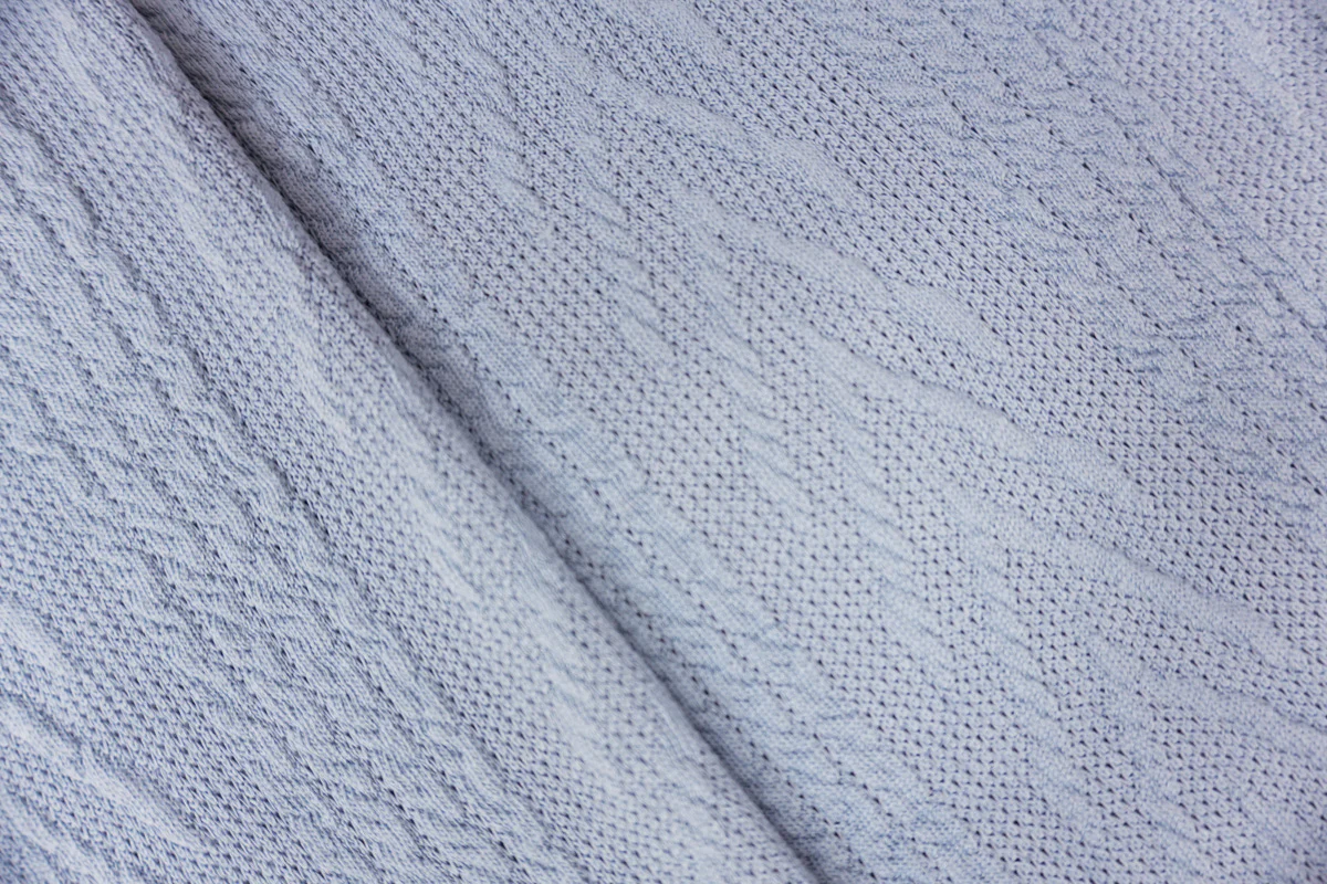 Pastel Blue Poly Spandex Stretch Cable Sweater Knit Fabric - Image 2