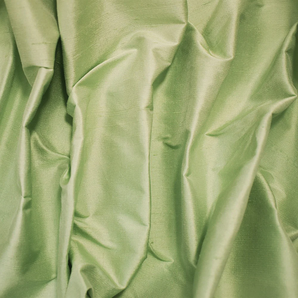 Pastel Mint Green Silk Iridescent Dupioni Woven Fabric